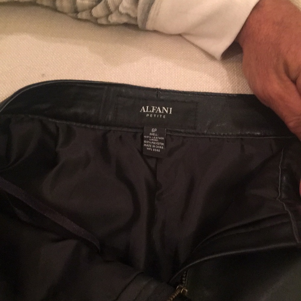 Leather, lined wide leg pants
